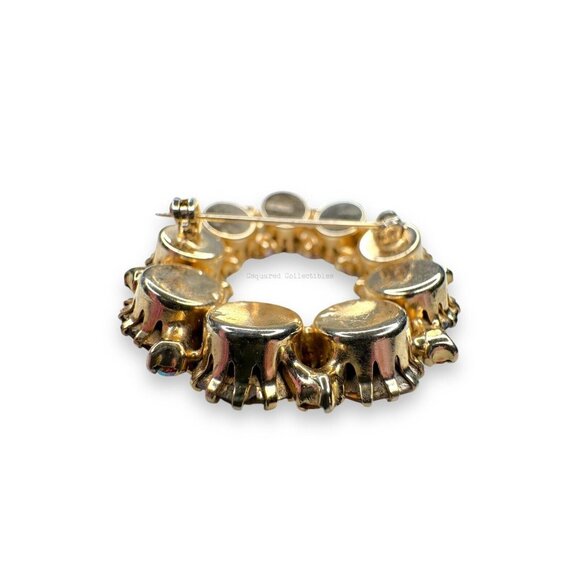 Weiss Brown Tan Topaz Aurora Borealis Crystal Brooch Clip On Earring Set Vintage - Picture 8 of 12